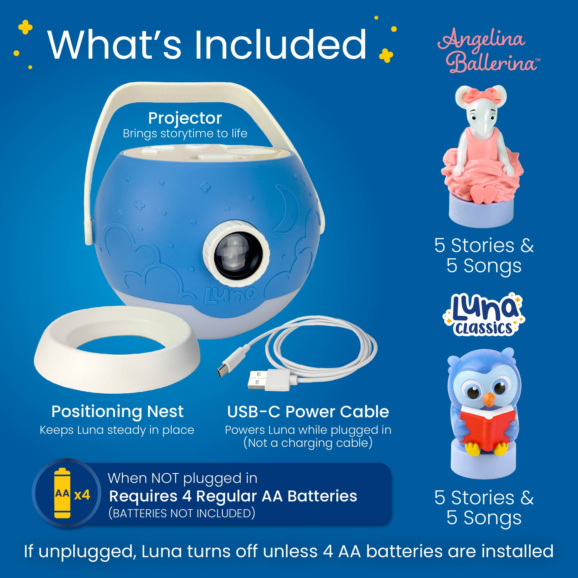 Luna StoryTime Projector Owl & Angelina Ballerina Set