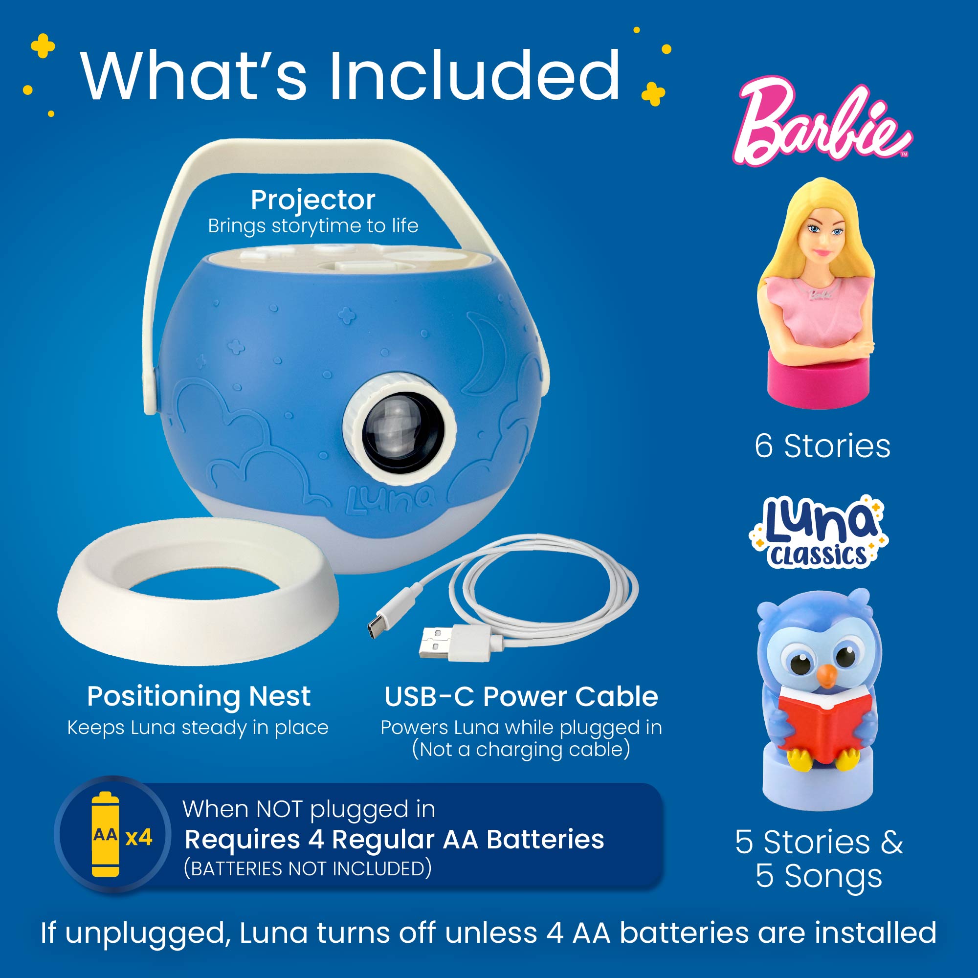 Luna StoryTime Projector Owl & Barbie Set